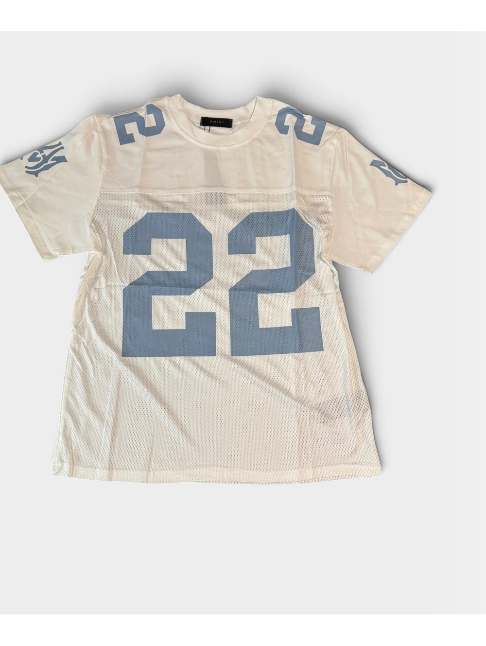 Amiri white number 22 football jersey
